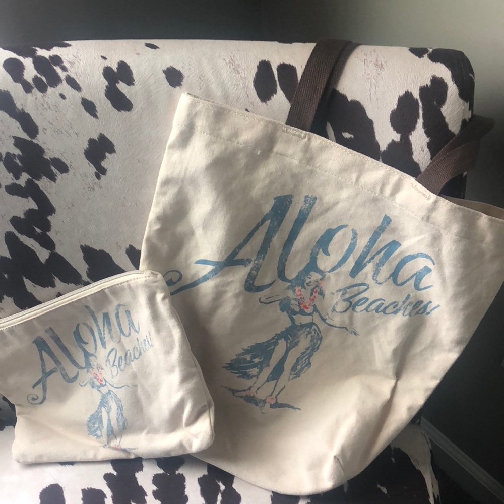 Aloha Beaches Canvas Tote & Matching Bikini Bag